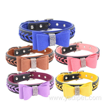 Best sell bow tie pet collar leather